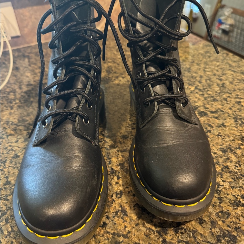 Dr. Martens Black Boots with Yellow Accents